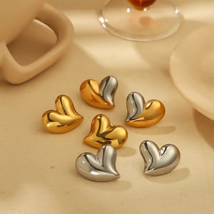 1 Pair Minimalist Style Heart Shape Stainless Steel  Gold Color Women's Stud Earrings h5 